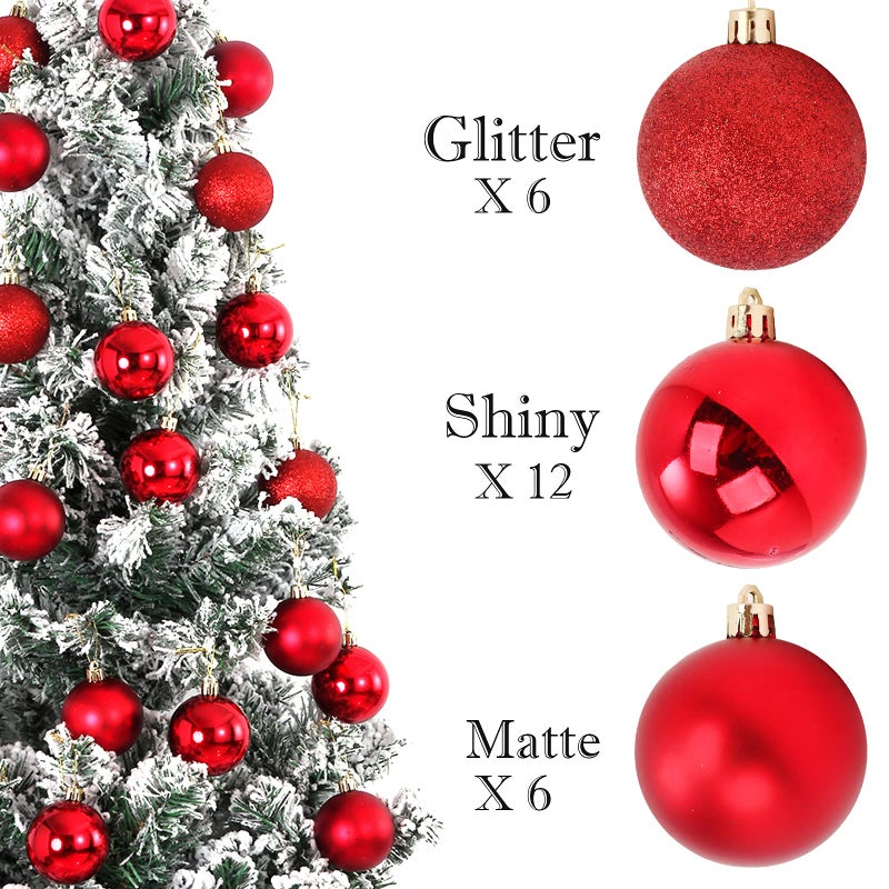 Emopeak 24Pcs Christmas Balls Ornaments for Xmas Christmas Tree - Shatterproof Christmas Tree Decorations Hanging Ball for Holiday Wedding Party Decoration (Red, 2.5"-6.2CM) - Image 3